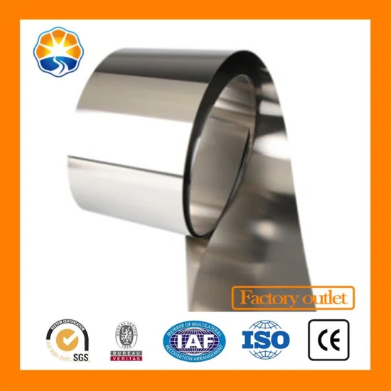 80 % de réduction Fabricant ASTM AISI SUS Grade Ss 201 202 301 304 304L 316 317 410 420 430 Duplex 904L 2205 2507 Bande de bobine de tôle d'acier inoxydable laminée à froid